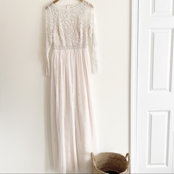 BHLDN Sinclair Long sleeve beaded wedding Dress - Picture 9 of 12